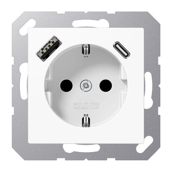 Jung A1520-15CAWW Steckdose mit USB Typ AC, AS500 alpinweiss